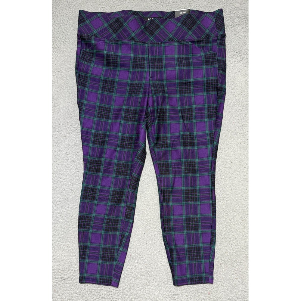 NEW Torrid Womens Size 2R Plaid Pixie Pant High Rise Pull on Slim Fix Technology